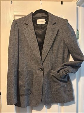 Rebecca Minkoff Heather Gray Single-Button Wool Blazer